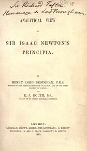 Cover of: Analytical view of Sir Isaac Newton's Principia.