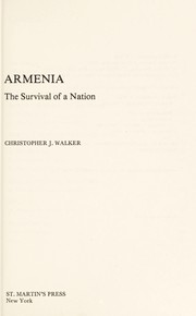 Cover of: Armenia by Christopher J. Walker
