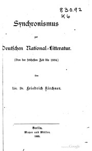 Cover of: Synchronismus zur deutschen national-litteratur.: (Von der frühesten zeit bis 1884.)