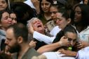 Israelis mourn during a cemermony at Jerusalem's Mount Herzl military cemetery on May 13, 2024, marking Memorial Day for fallen soldiers