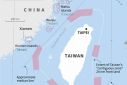 Map of Taiwan showing zones identified in Chinese military exercises around the island, according to mainland media