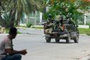 Haitian police officers control the area around the National Palace in Port-au-Prince on May 1, 2024