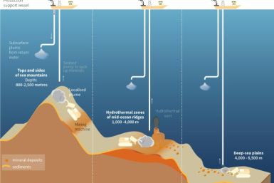 Gráfico que muestra los tres tipos diferentes de zonas de lecho marino que se están explorando en busca de minería potencial