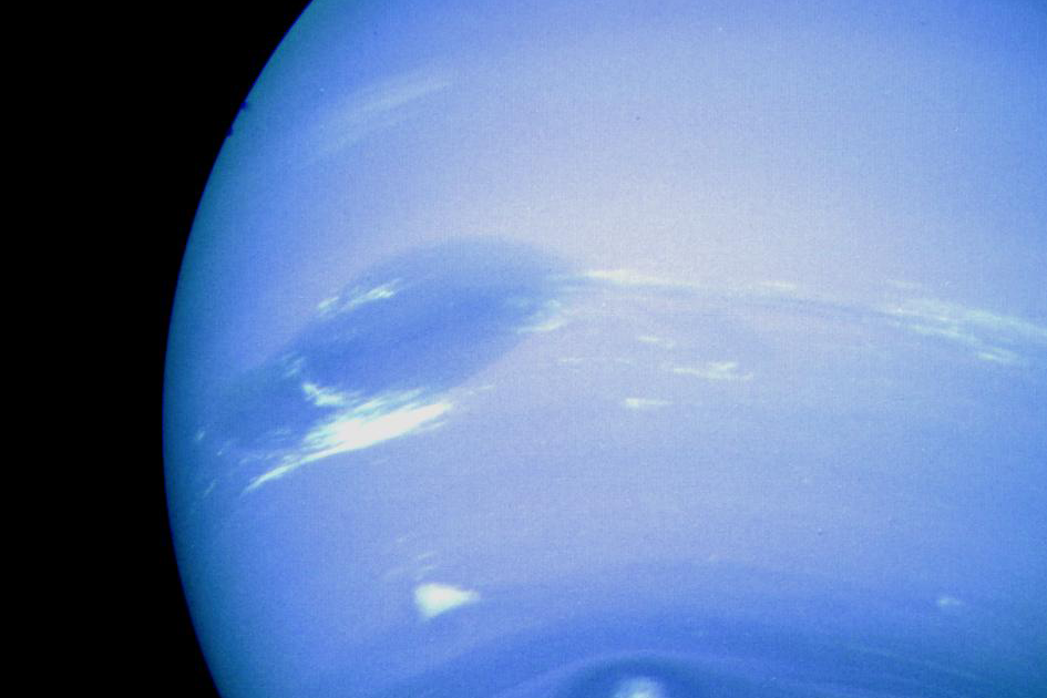 This photograph of Neptune was reconstructed from two images taken by NASA Voyager 2 in 1998. File photo by NASA/JPL