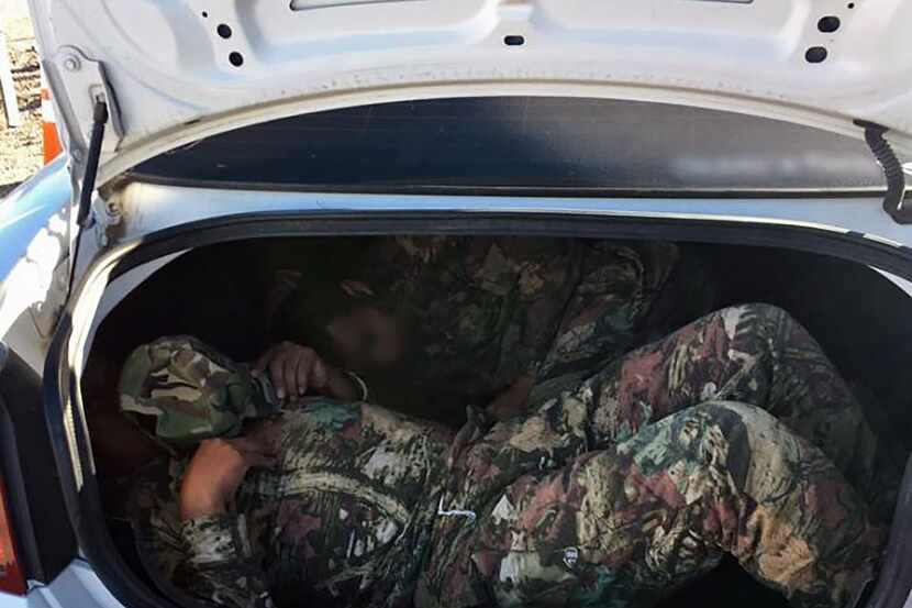 Border Patrol agents found two migrants, from Mexico and Guatemala, hidden in a trunk and...