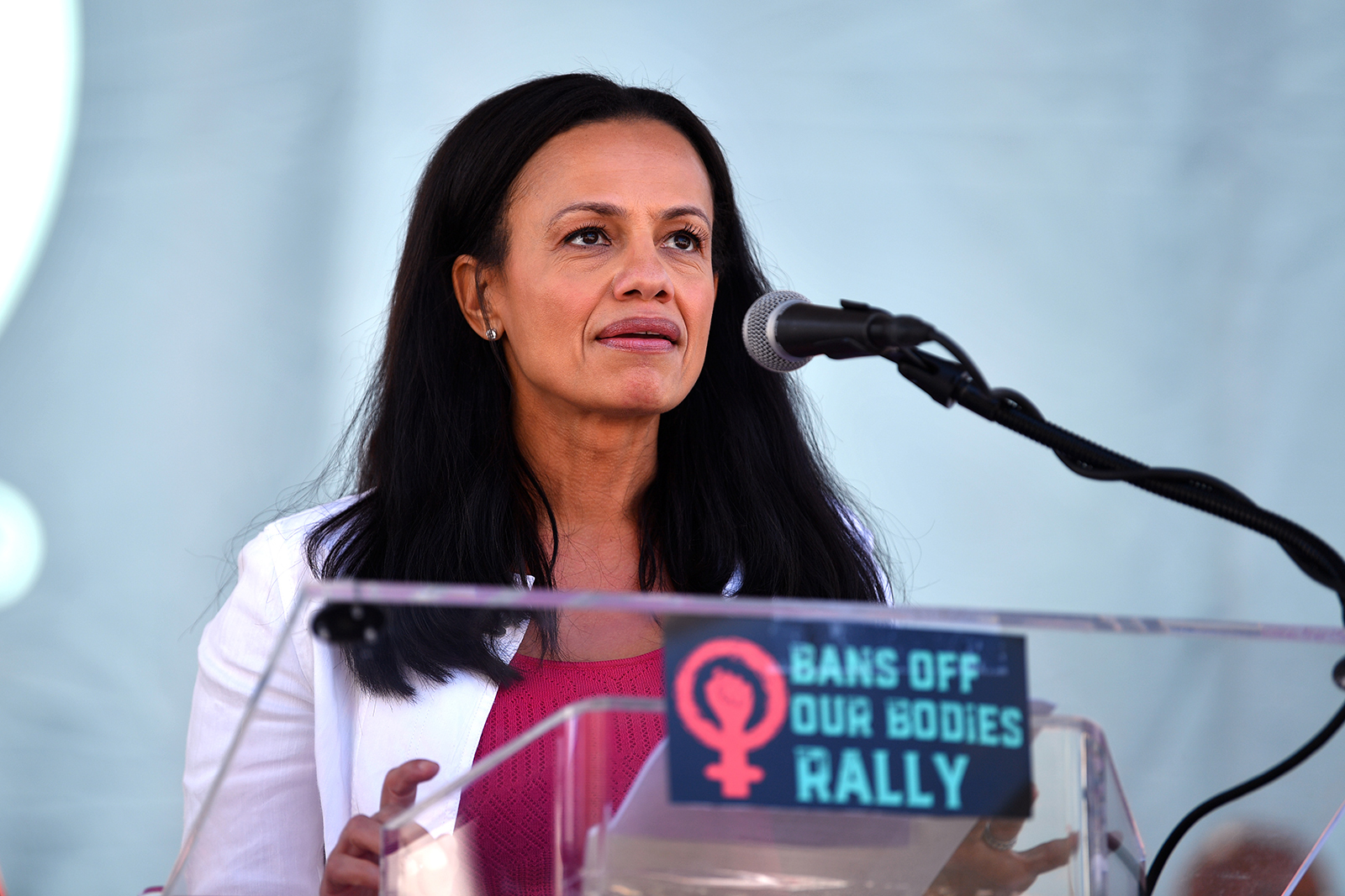 Planned Parenthood Action Fund President Alexis McGill Johnson speaks at a reproductive rights rally in Los Angeles, California, on May 14. 