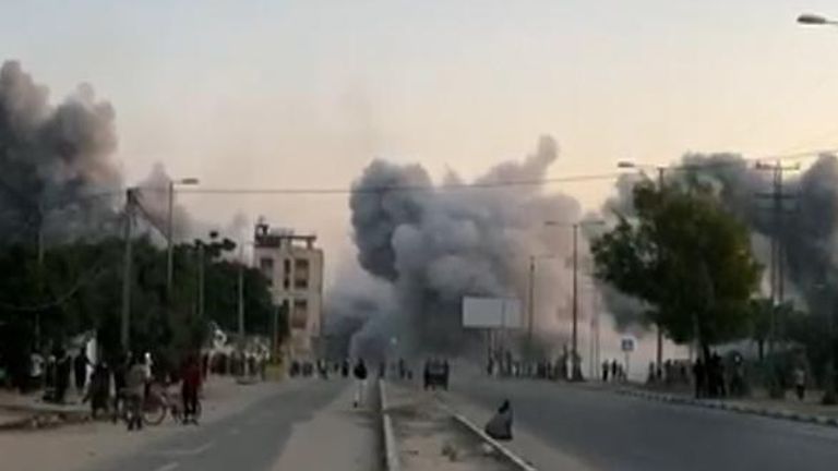 Buildings destroyed in strike on Central Gaza