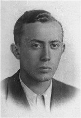 Arie Wilner, a founder of the Warsaw ghetto's Jewish Fighting Organization (ZOB). He was killed in the Warsaw ghetto uprising. Warsaw, Poland, before 1943.
