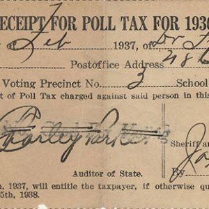 "Receipt for Poll Tax for 1936" document signed by Dr. Fred T. Jones