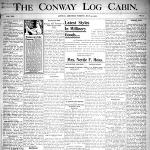 "The Conway Log Cabin" newspaper clipping