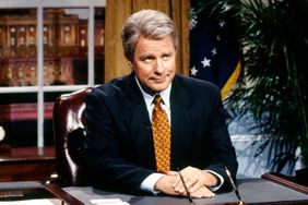 SATURDAY NIGHT LIVE -- Episode 1 -- Aired 09/25/1993 -- Pictured: Phil Hartman as President Bill Clinton during the "Clinton's Health Care Plan"