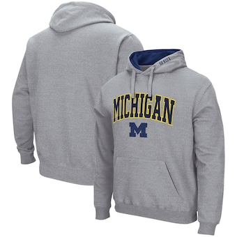 Michigan Wolverines Colosseum Arch & Logo 3.0 Pullover Hoodie - Heather Gray