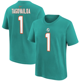 Tua Tagovailoa Miami Dolphins Nike Youth Player Name & Number T-Shirt - Aqua