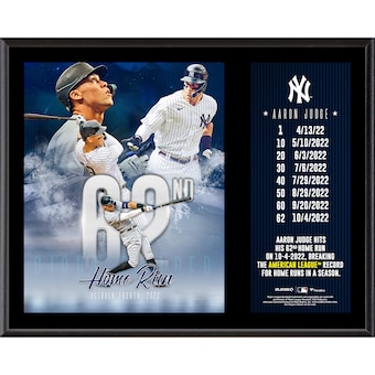 Aaron Judge New York Yankees Fanatics Authentic American League Home Run Record 12'' x 15'' Sublimated Plaque