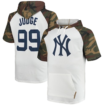 Aaron Judge New York Yankees Player Big & Tall Raglan Hoodie T-Shirt - White/Camo