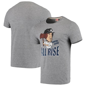 Aaron Judge New York Yankees Caricature Tri-Blend T-Shirt - Charcoal