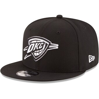 Oklahoma City Thunder New Era Black & White Logo 9FIFTY Adjustable Snapback Hat - Black