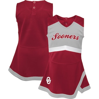 Oklahoma Sooners Girls Youth Cheer Captain Jumper Dress - Crimson/Gray