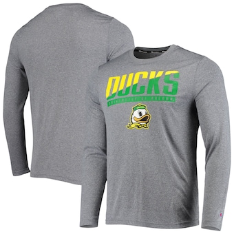 Oregon Ducks Champion Wordmark Slash Long Sleeve T-Shirt - Gray