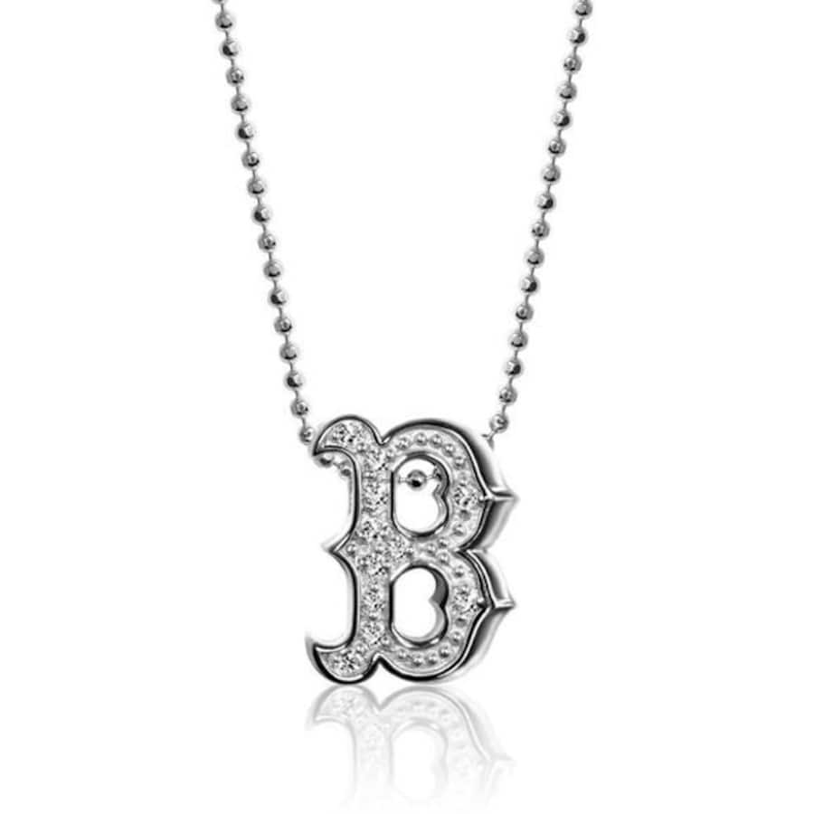 Boston Red Sox Alex Woo Women's Little Logo 14kt White Gold & Diamond Necklace
