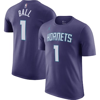 LaMelo Ball Charlotte Hornets Jordan Brand 2022/23 Statement Edition Name & Number T-Shirt - Purple
