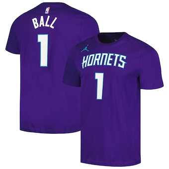 LaMelo Ball Charlotte Hornets Jordan Brand 2022/23 Statement Edition Name & Number T-Shirt - Purple