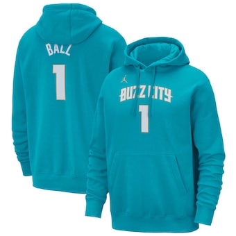 LaMelo Ball Charlotte Hornets Jordan Brand 2023/24 City Edition Name & Number Pullover Hoodie - Teal