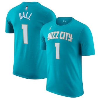 LaMelo Ball Charlotte Hornets Jordan Brand 2023/24 City Edition Name & Number T-Shirt - Teal