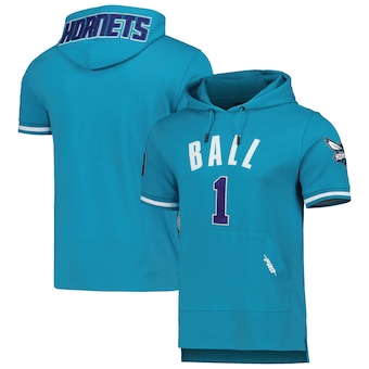 LaMelo Ball Charlotte Hornets Pro Standard Name & Number Short Sleeve Pullover Hoodie - Teal