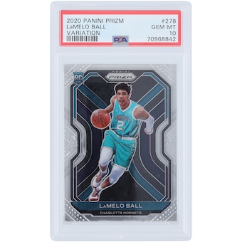 LaMelo Ball Charlotte Hornets 2020-21 Panini Prizm #278 PSA Authenticated 10 Rookie Card 