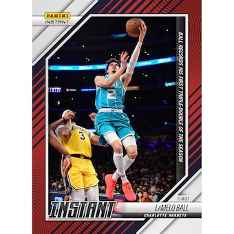 LaMelo Ball Charlotte Hornets Fanatics Exclusive Parallel Panini Instant First Triple-Double of 2021 Single Trading Card - Limited Edition of 99
