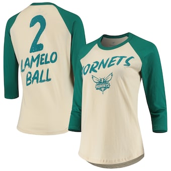 LaMelo Ball Charlotte Hornets Fanatics Women's NBA 3/4-Sleeve Raglan T-Shirt - Cream