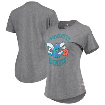 Charlotte Hornets Sportiqe Women's Tri-Blend Phoebe T-Shirt - Heathered Gray