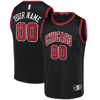 Chicago Bulls Fanatics Fast Break Replica Custom Jersey Black - Statement Edition