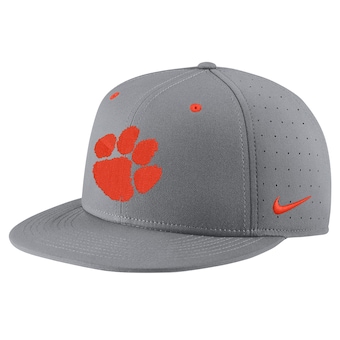 Clemson Tigers Nike USA Side Patch True AeroBill Performance Fitted Hat - Gray