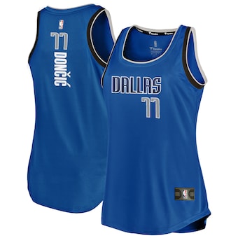 Luka Doncic Dallas Mavericks Fanatics Women's Fast Break Team Tank Jersey - Icon Edition - Blue