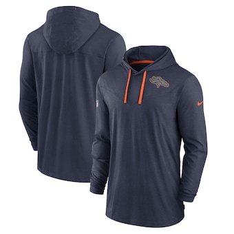 Denver Broncos Nike Sideline Pop Performance Pullover Long Sleeve Hoodie T-Shirt - Navy