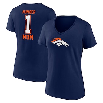 Denver Broncos Fanatics Women's Mother's Day #1 Mom V-Neck T-Shirt - Navy