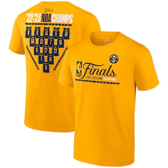 Denver Nuggets Fanatics 2023 NBA Finals Champions Close Out Jersey Roster T-Shirt - Gold