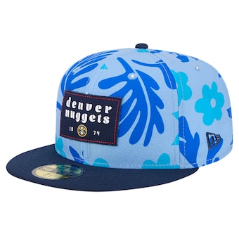 Denver Nuggets New Era Palm Fronds 2-Tone 59FIFTY Fitted Hat - Blue