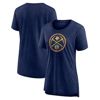 Denver Nuggets Fanatics Women's Distressed Logo Tri-Blend T-Shirt - Heather Navy