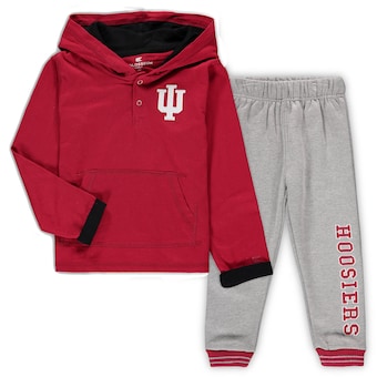 Indiana Hoosiers Colosseum Toddler Poppies Hoodie and Sweatpants Set - Crimson/Heathered Gray