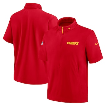 Kansas City Chiefs Nike 2024 Sideline Coach Short Sleeve Half-Zip Hoodie Jacket - Red