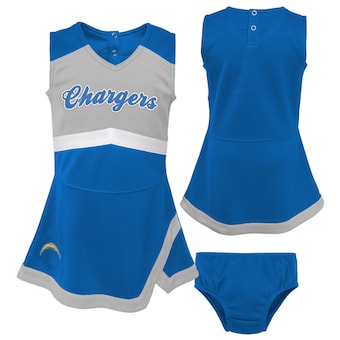 Los Angeles Chargers Girls Preschool Two-Piece Cheer Captain Jumper Dress with Bloomers Set - Powder Blue
