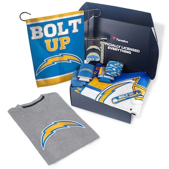 Los Angeles Chargers Fanatics Pack Tailgate Game Day Essentials T-Shirt Gift Box - $107+ Value