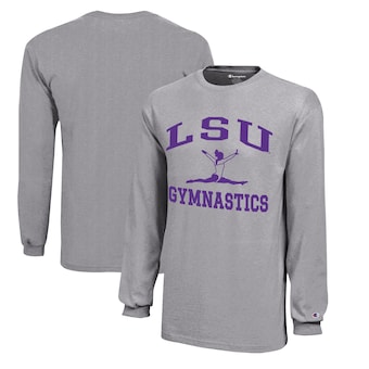  LSU Tigers Champion Youth Icon Logo Long Sleeve Gymnastics T-Shirt - Gray