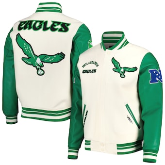 Philadelphia Eagles Pro Standard Retro Classic Varsity Full-Zip Jacket - Cream