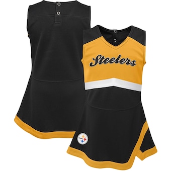 Pittsburgh Steelers Girls Infant Cheer Captain Jumper Dress - Black