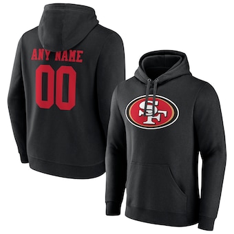 San Francisco 49ers Fanatics Team Authentic Logo Personalized Name & Number Pullover Hoodie - Black