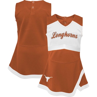 Texas Longhorns Girls Youth Cheer Captain Jumper Dress - Burnt Orange/White